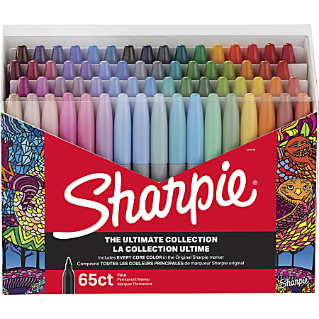 Sharpie Ultimates Permanent Marker - Fine Marker Point - Multicolor - 65 / Box