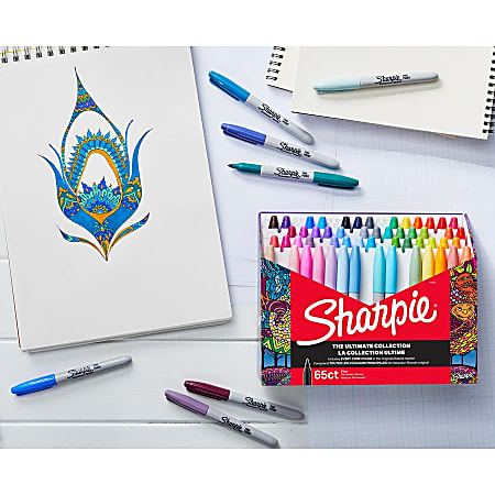 Sharpie Ultimates Permanent Marker - Fine Marker Point - Multicolor - 65 /  Box 