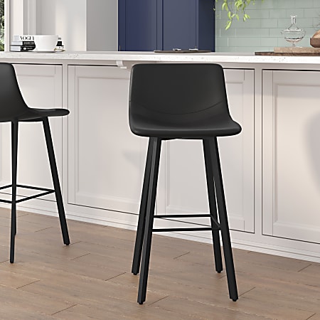 Flash Furniture Caleb Modern Armless Commercial-Grade Bar Stools, Black, Set Of 2 Stools