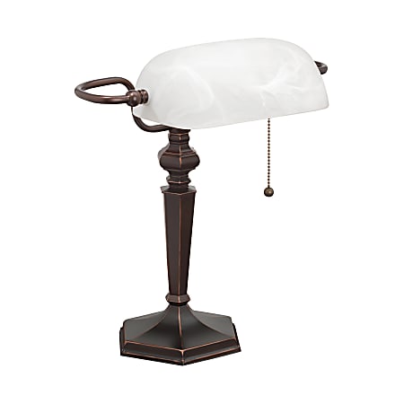 Realspace™ Antiqued Banker's Lamp, 14 3/4"H, Dark Bronze