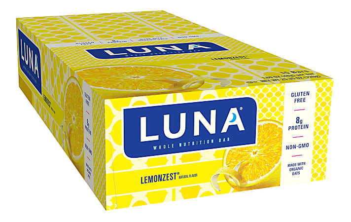Luna LemonZest Whole Nutritional Bars, 1.69 Oz, Box Of 15 Bars