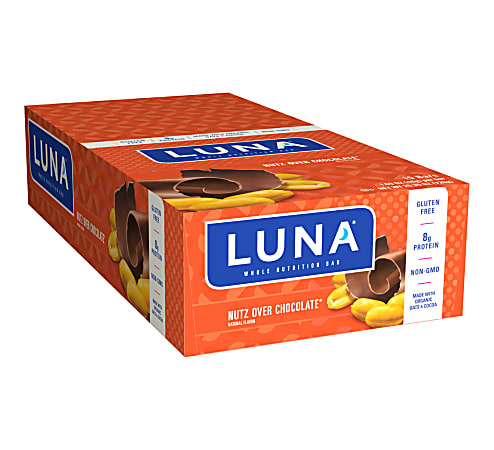 Luna® Nutz Over Chocolate® Whole Nutrition Bars, 1.69 Oz, Box Of 15 Bars