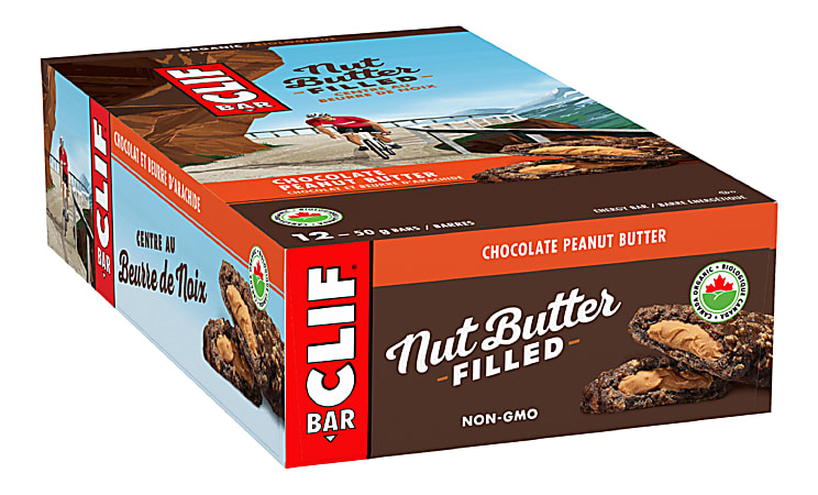 Clif® Bar Nut Butter Filled Chocolate Peanut Butter Bars, 1.76 Oz, Box Of 12 Bars