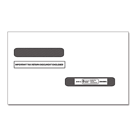 ComplyRight Double-Window Envelopes For 4-Up W-2 And 1099-R Forms, Pack Of 100 Envelopes