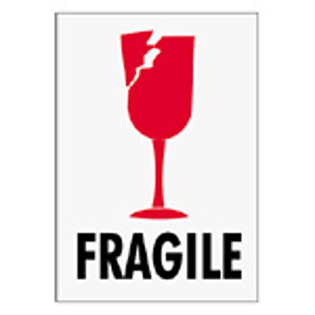 Tape Logic® Preprinted International Safe-Handling Labels, IPM301, "Fragile," 3" x 4", Red, Pack Of 500