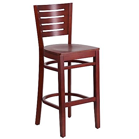 Flash Furniture Wooden Restaurant Barstool With Slat Back, Mahogany