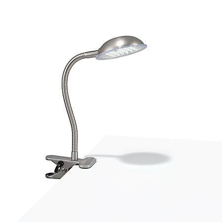 Realspace® LED Urban Clip-On Task Lamp, 12"H, Brushed Steel