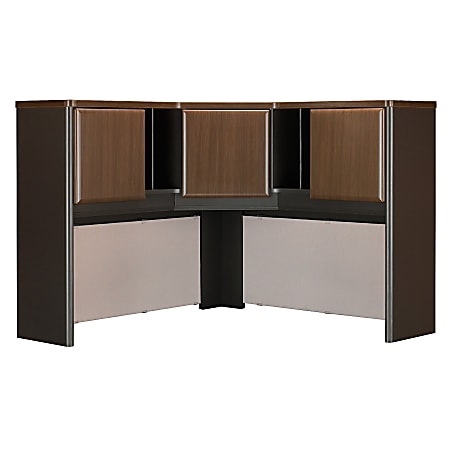 Bush Business Furniture Office Advantage Corner Hutch 48"W, Sienna Walnut/Bronze, Premium Installation