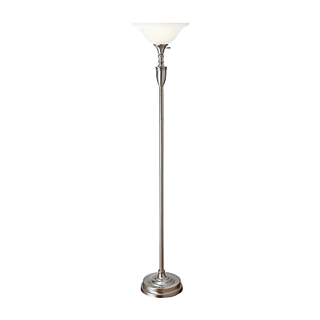 Realspace® Torchiere Floor Lamp, 71"H, Brushed Steel