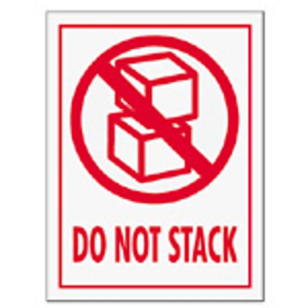 Tape Logic® Preprinted International Safe-Handling Labels, IPM309, "Do Not Stack," 3" x 4", Red, Pack Of 500