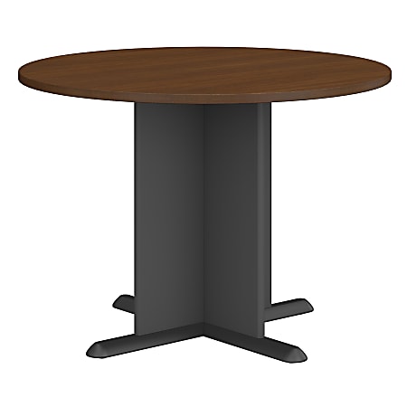 Bush Business Furniture 42"W Round Conference Table, Sienna Walnut/Graphite Gray, Premium Installation
