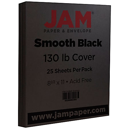 JAM Paper Card Stock Black Letter 8.5 x 11 130 Lb Pack Of 25