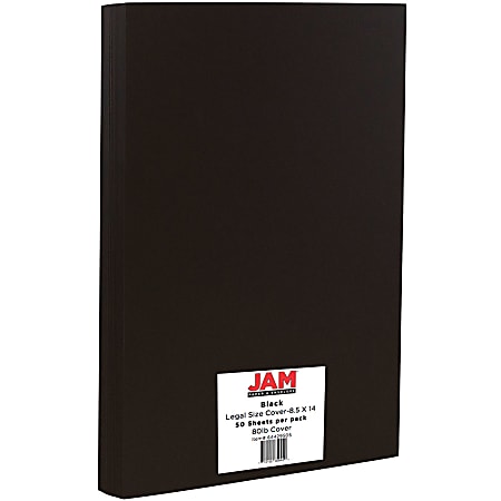 JAM Paper® Card Stock, Black, Legal (8.5" x 14"), 80 Lb, Pack Of 50