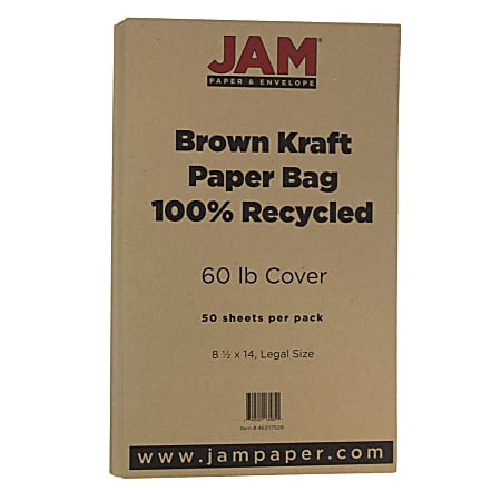 JAM Paper® Legal Card Stock, Brown Kraft, Legal (8.5" x 14"), 60 Lb, Pack Of 50
