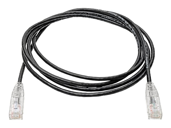 Tripp Lite Cat6 UTP Patch Cable (RJ45) - M/M, Gigabit, Snagless, Molded, Slim, Black, 6 ft. - First End: 1 x RJ-45 Male Network - Second End: 1 x RJ-45 Male Network - 1 Gbit/s - Patch Cable - Gold Plated Connector - 28 AWG - Black