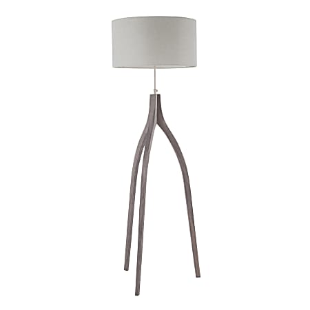 Lumisource Wishbone Contemporary Floor Lamp, Wood/Light Grey
