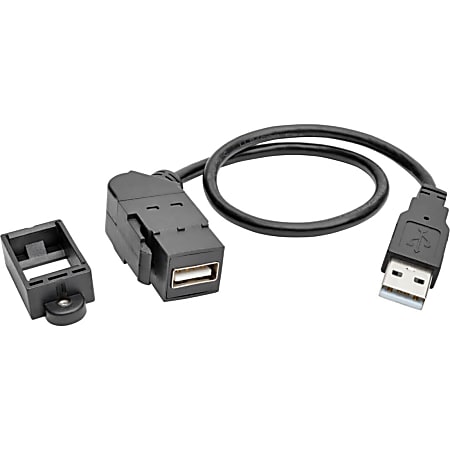 Eaton Tripp Lite Series USB 2.0 All-in-One Keystone/Panel Mount Extension Cable (M/F), Angled Connector, 1 ft. (0.31 m) - U024001KPABK