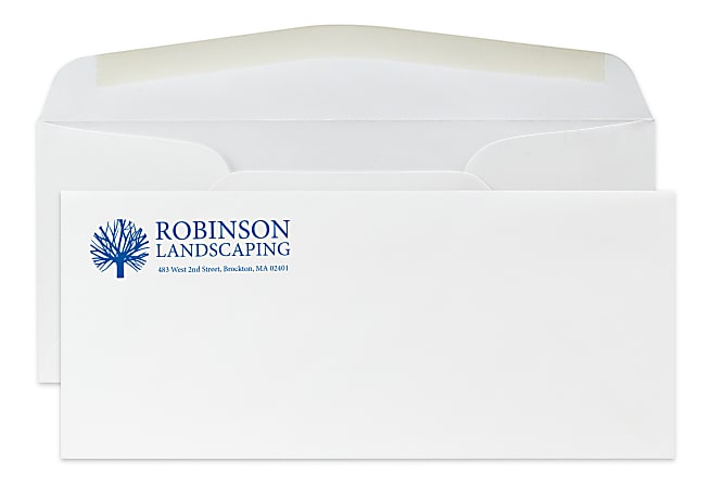 Gummed Seal, Stationery Envelopes, 4-1/8" x 9-1/2",  1-Color Flat Print, Custom #10, 24 lb. CLASSIC CREST® Solar White, Box Of 250