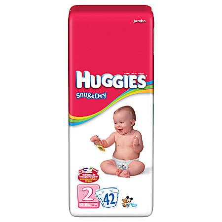 Kimberly-Clark Huggies® Snug & Dry Disposable Diapers, Size 2, 12-18 Lb, Pack Of 42