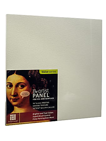 Ampersand Artist Panel Canvas Texture Flat Profile, 12" x 12", 3/8", Pack Of 2
