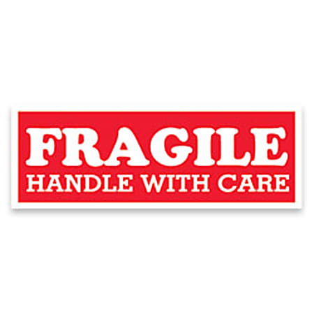 Tape Logic® Preprinted Shipping Labels, SCL203, "Fragile Handle With Care," 1 1/2" x 4", Red/White, Pack Of 500