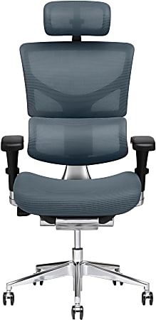 X-Chair X3 Ergonomic Nylon High-Back Task Chair With Headrest, Gray