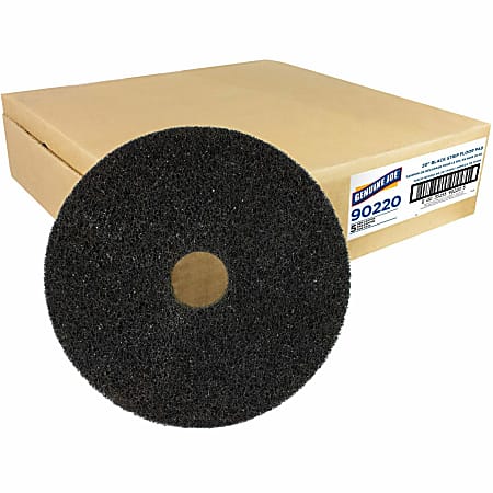 Genuine Joe Black Floor Stripping Pad - 20" Diameter - 5/Carton x 20" Diameter x 1" Thickness - Stripping, Floor - 175 rpm to 350 rpm Speed Supported - Resilient, Heavy Duty, Flexible, Dirt Remover, Long Lasting, Abrasive, Rotate - Fiber, Resin - Black