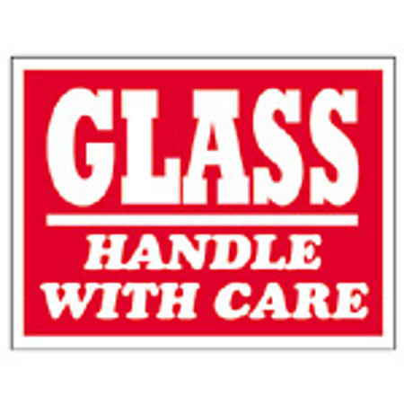 Tape Logic® Preprinted Shipping Labels, SCL507R, "Glass Handle With Care," 3" x 4", Red/White, Pack Of 500