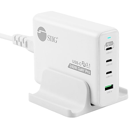 SIIG 240W GaN PD 3.1 Charger - 3C1A - Portable USB Type-C Charger - Maximum 240W output totally - USB C1 up to 140W / USB C2/C3 up to 100W / USB-A up to 30W