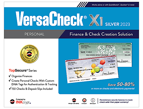 VersaCheck® X1 INKcrypt Silver Software, 2023, Windows® 8.1/10/11, Disc/Product Key