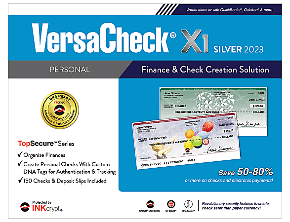 VersaCheck&reg; X1 INKcrypt Silver Software, 2023, Windows&reg; 8.1/10/11, Disc/Product Key