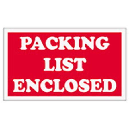 Tape Logic® Preprinted Shipping Labels, SCL538, "Packing List Enclosed," 3" x 5", Red/White, Pack Of 500