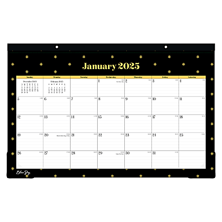 2025 Blue Sky Monthly Desk Pad Planning Calendar, 17” x 11”, Starry Dots, January 2025 To December 2025