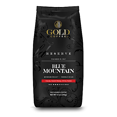 Gold Coffee Company Blue Mountain Blend, Whole Bean, 12 Oz, Total Qty 1