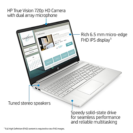 HP 15-ef1073od Laptop, 15.6" Screen, AMD Ryzen 7, 16GB Memory, 256GB Solid State Drive, Wi-Fi 6, Windows® 10, 27A48UA#ABA