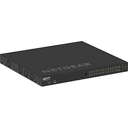 Netgear M4250-26G4F-PoE++ AV Line Managed Switch - 24 Ports - Manageable - 3 Layer Supported - Modular - 4 SFP Slots - 48.80 W Power Consumption - 1440 W PoE Budget - Optical Fiber, Twisted Pair - PoE Ports - 1U High - Rack-mountable, Table Top