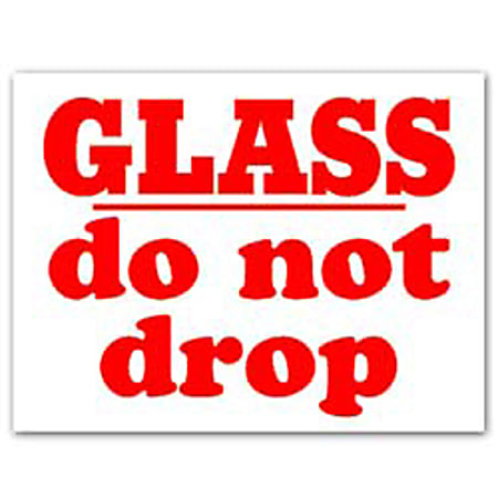 Tape Logic® Preprinted Shipping Labels, SCL595R, "Glass Do Not Drop," 3" x 4", Red/White, Pack Of 500