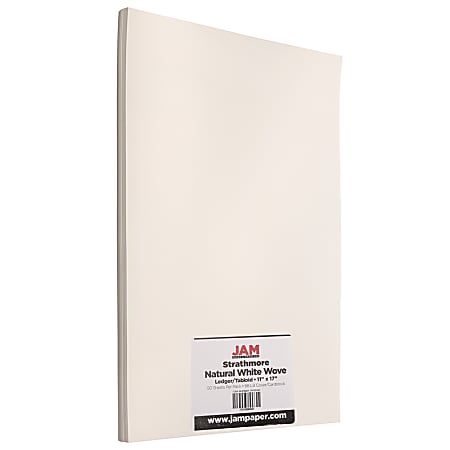 JAM Paper® Cover Card Stock, 11" x 17", 88 Lb, Strathmore Natural White Wove, Pack Of 50 Sheets