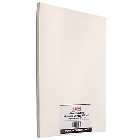 JAM Paper Cover Card Stock 11 x 17 88 Lb Strathmore Natural White Wove Pack  Of 50 Sheets - Office Depot