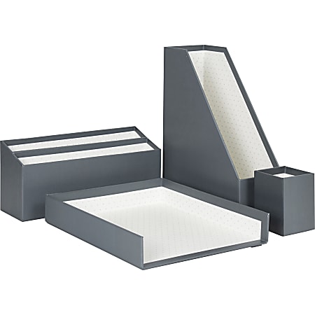 U Brands 4-Piece Desk Organization Kit, Dark Gray