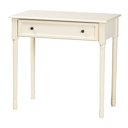 Baxton Studio Mahler 1-Drawer Console Table, 30-5/16”H x 31-1/2”W x 17-3/4”D, White