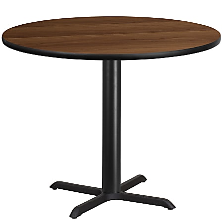 Flash Furniture Round Hospitality Table With X-Style Base, 31-3/16"H x 42"W x 42"D, Walnut