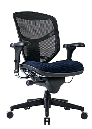 WorkPro® Quantum 9000 Series Ergonomic Mesh/Premium Fabric Mid-Back Chair, Black/Navy, BIFMA Compliant