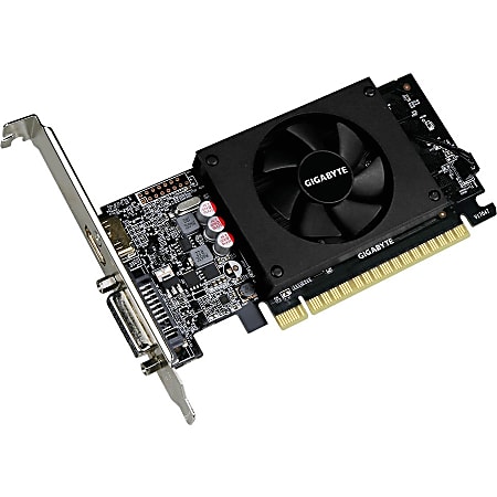 Gigabyte Ultra Durable 2 GV-N710D5-2GL GeForce GT 710 Graphic Card - 954 MHz Core - 2 GB GDDR5 - Low-profile - 64 bit Bus Width - Fan Cooler - OpenGL 4.5, DirectX 12 - 1 x HDMI - 1 x Total Number of DVI (1 x DVI-D) - Dual Link DVI Supported - PC