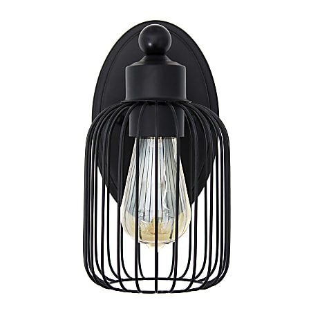 Lalia Home Ironhouse 1 Light Industrial Cage Wall Sconce 5 W Black Office Depot