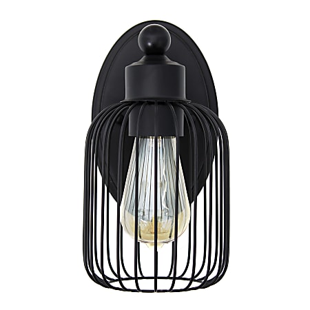 Lalia Home Ironhouse 1-Light Industrial Cage Wall Sconce, 5"W, Black