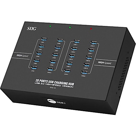 SIIG 20-Port Industrial USB 3.0 Hub with Charging - 200W - USB 3.0 Type B - External 20 USB 5Gbps Typ - IDUS0611S1