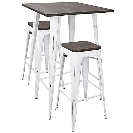 Lumisource Oregon Industrial Pub Table With 2 Stools,