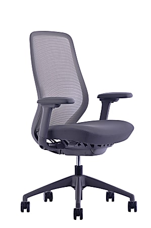 WorkPro® 6000 Series Multifunction Ergonomic Mesh/Fabric High-Back Executive Chair, Gray Frame/Gray Seat, BIFMA Compliant