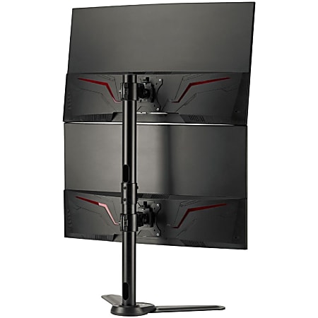 SIIG Freestanding Adjusting Vertical Dual Monitor Steel Stand - Stand - for 2 monitors - steel - black - screen size: 17"-32" - desktop